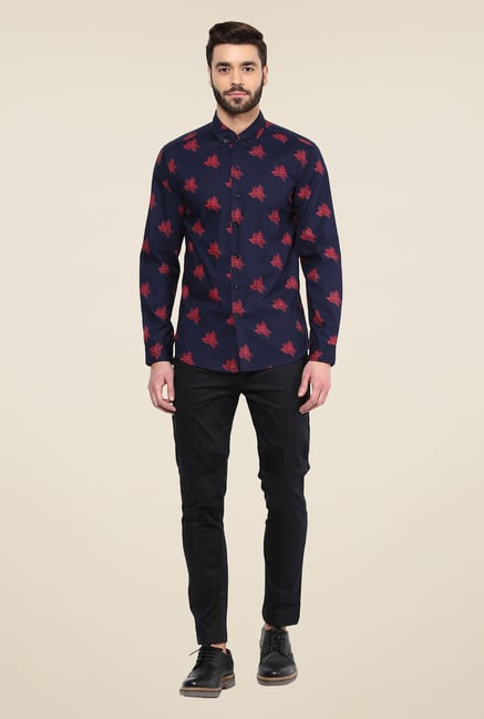 Yepme Navy Luke Printed Party Shirt Yepme Navy Luke Printed Party Shirt