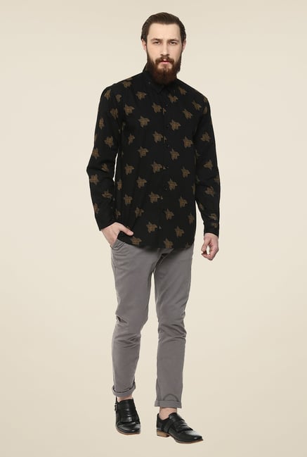 Yepme Black Steve Printed Cotton Party Shirt Yepme Black Steve Printed Cotton Party Shirt