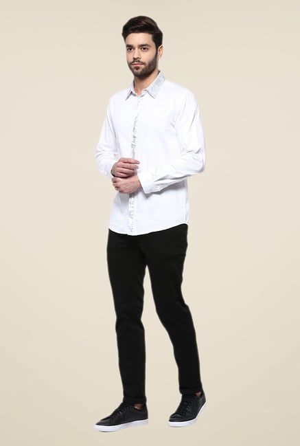 Yepme White Asher Foil Party Shirt Yepme White Asher Foil Party Shirt