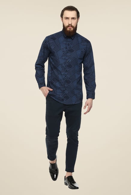 Yepme Navy Rodrix Printed Party Shirt Yepme Navy Rodrix Printed Party Shirt