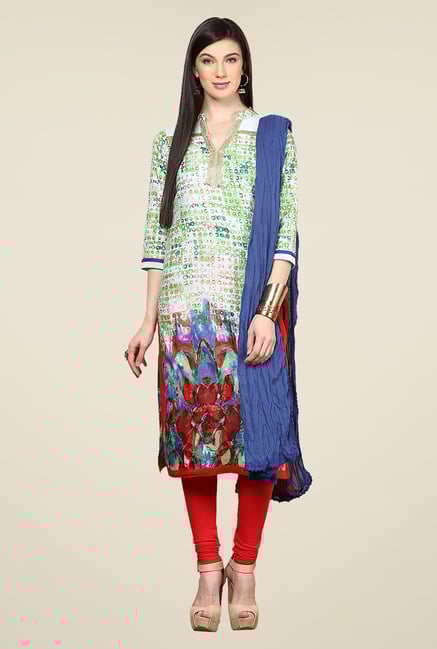 Yepme Green & Red Inkish Salwar Kameez Set Yepme Green & Red Inkish Salwar Kameez Set