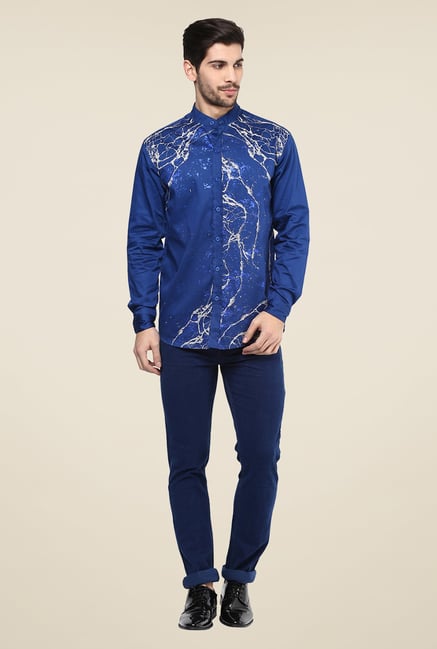Yepme Dark Blue Axwell Printed Party Shirt Yepme Dark Blue Axwell Printed Party Shirt