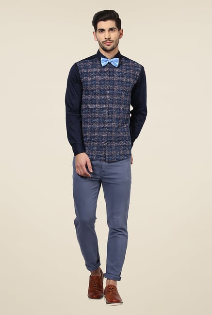 Yepme Navy Curt Printed Party Shirt Yepme Navy Curt Printed Party Shirt
