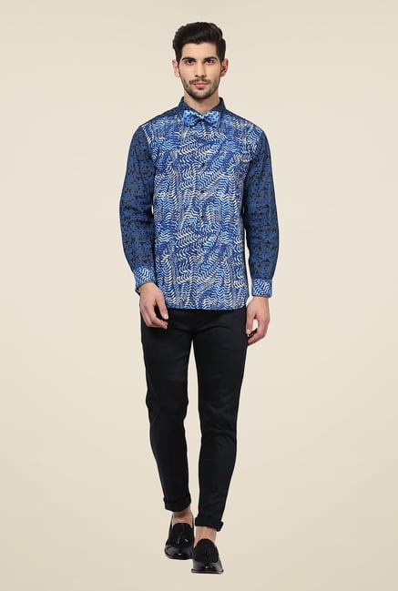 Yepme Blue Davin Printed Cotton Party Shirt Yepme Blue Davin Printed Cotton Party Shirt