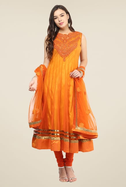 Yepme Mealany Orange Salwar Suit Set Yepme Mealany Orange Salwar Suit Set