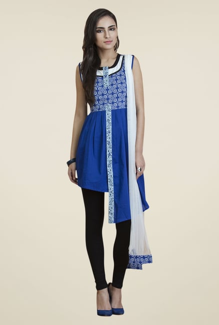 Yepme Blue & Black Sinrin Kurti Set Yepme Blue & Black Sinrin Kurti Set