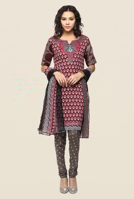 Yepme Priska Maroon & Grey Salwar Suit Set Yepme Priska Maroon & Grey Salwar Suit Set