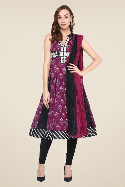 Yepme Purple Anarkali Salwar Suit Set Yepme Purple Anarkali Salwar Suit Set