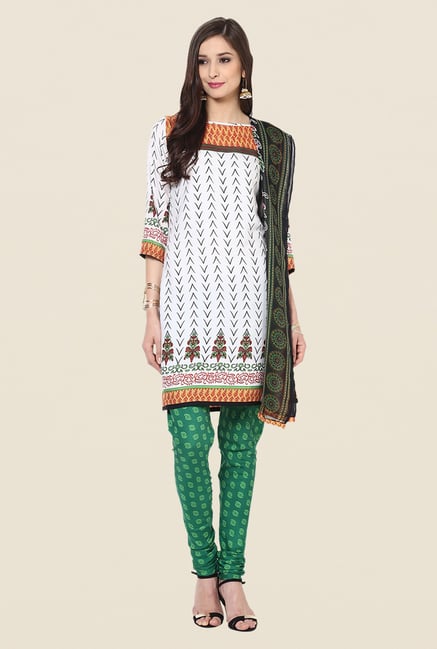 Yepme White & Green Priska Salwar Suit Set Yepme White & Green Priska Salwar Suit Set