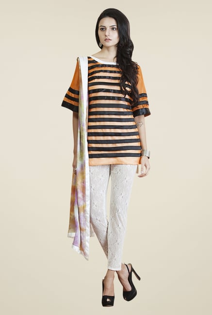Yepme Orange & White Adele Kurti Set Yepme Orange & White Adele Kurti Set