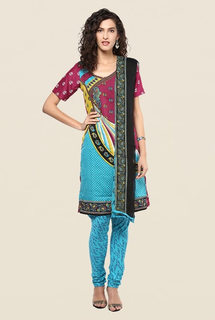 Yepme Priska Wine & Blue Salwar Suit Set Yepme Priska Wine & Blue Salwar Suit Set
