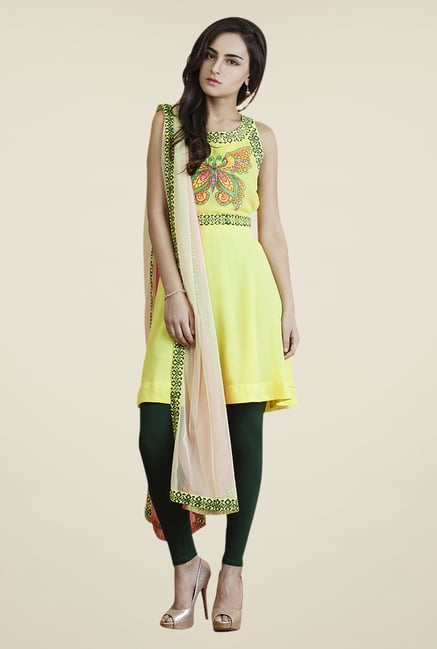 Yepme Yellow & Green Tisca Kurti Set Yepme Yellow & Green Tisca Kurti Set