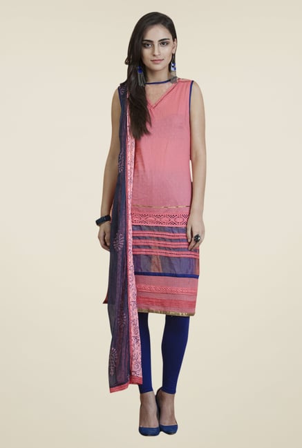 Yepme Pink & Blue Zita Kurti Set Yepme Pink & Blue Zita Kurti Set