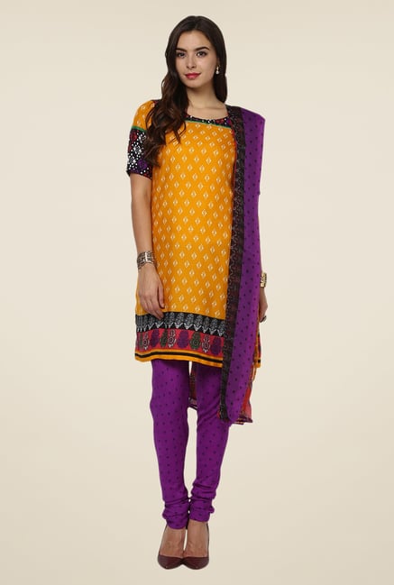 Yepme Yellow & Purple Priska Salwar Suit Set Yepme Yellow & Purple Priska Salwar Suit Set