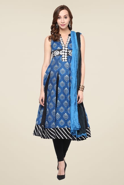 Yepme Blue Anarkali Salwar Suit Set Yepme Blue Anarkali Salwar Suit Set
