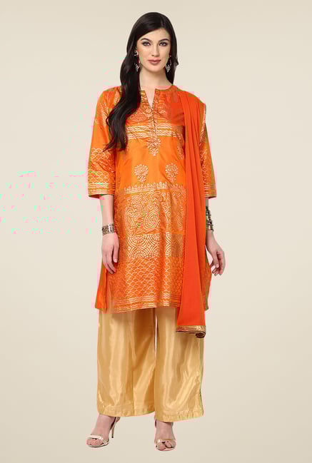 Yepme Orange & Beige Mezzy Salwar Kameez Set Yepme Orange & Beige Mezzy Salwar Kameez Set