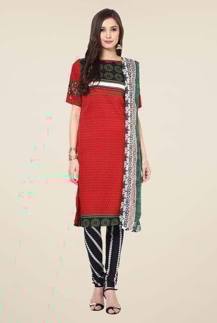 Yepme Red & Black Priska Salwar Suit Set Yepme Red & Black Priska Salwar Suit Set