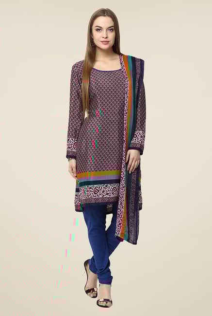 Yepme Hyna Purple & Blue Salwar Suit Set Yepme Hyna Purple & Blue Salwar Suit Set