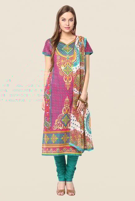 Yepme Fuchsia & Multicolor Wera Salwar Kameez Set Yepme Fuchsia & Multicolor Wera Salwar Kameez Set