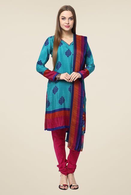 Yepme Hyna Teal & Pink Salwar Suit Set Yepme Hyna Teal & Pink Salwar Suit Set