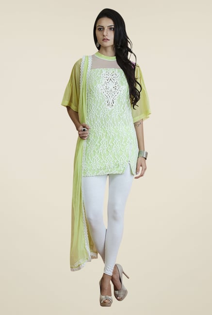 Yepme Medusa Green & White Salwar Suit Set Yepme Medusa Green & White Salwar Suit Set
