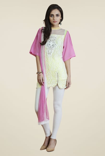 Yepme Medusa Yellow & Pink Salwar Suit Set Yepme Medusa Yellow & Pink Salwar Suit Set