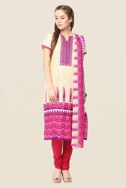 Yepme Beige & Pink Sachi Salwar Kameez Set Yepme Beige & Pink Sachi Salwar Kameez Set