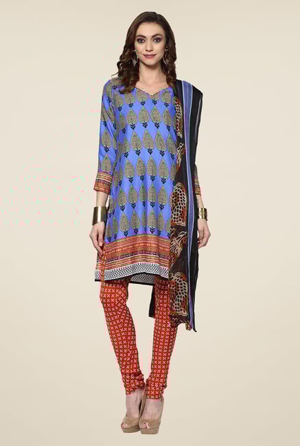 Yepme Densy Blue & Orange Salwar Suit Set Yepme Densy Blue & Orange Salwar Suit Set