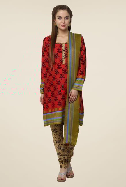 Yepme Densy Red & Beige Salwar Suit Set Yepme Densy Red & Beige Salwar Suit Set