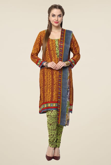 Yepme Densy Mustard & Green Salwar Suit Set Yepme Densy Mustard & Green Salwar Suit Set