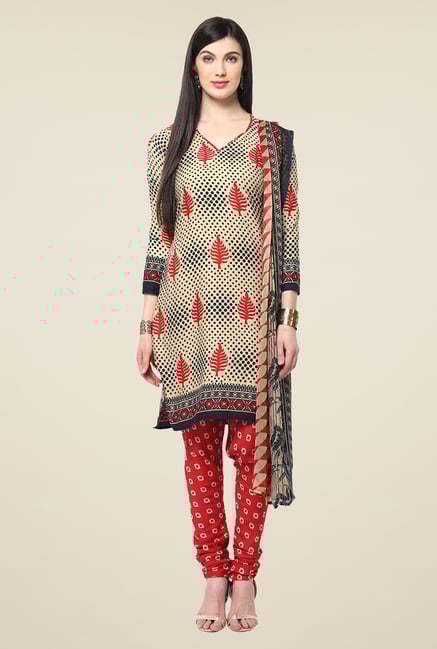 Yepme Densy Beige & Red Salwar Suit Set Yepme Densy Beige & Red Salwar Suit Set