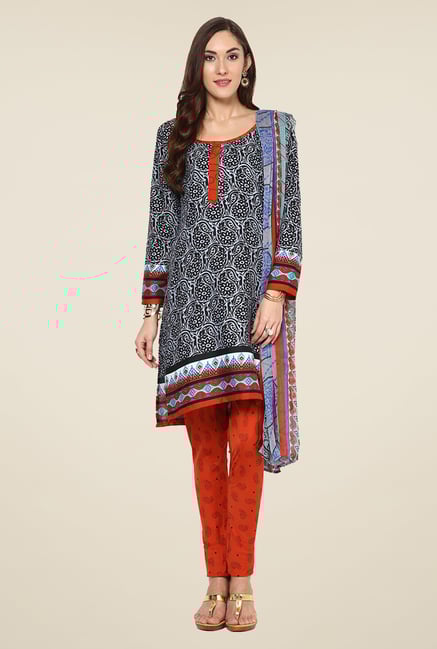 Yepme Densy Black & Orange Salwar Suit Set Yepme Densy Black & Orange Salwar Suit Set