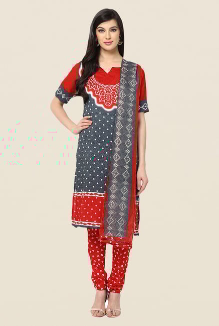 Yepme Grey & Red Keto Salwar Kameez Set Yepme Grey & Red Keto Salwar Kameez Set