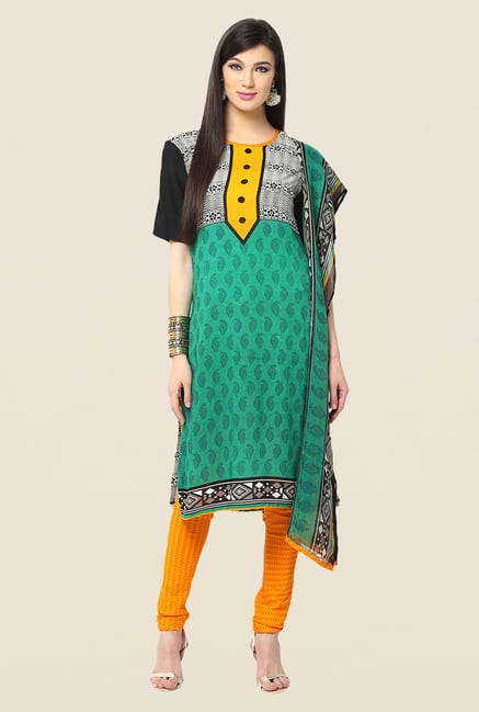 Yepme Green & Yellow Printed Keto Salwar Kameez Set Yepme Green & Yellow Printed Keto Salwar Kameez Set