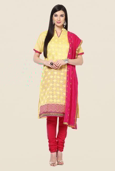 Yepme Yellow & Pink Alekto Salwar Kameez Set Yepme Yellow & Pink Alekto Salwar Kameez Set