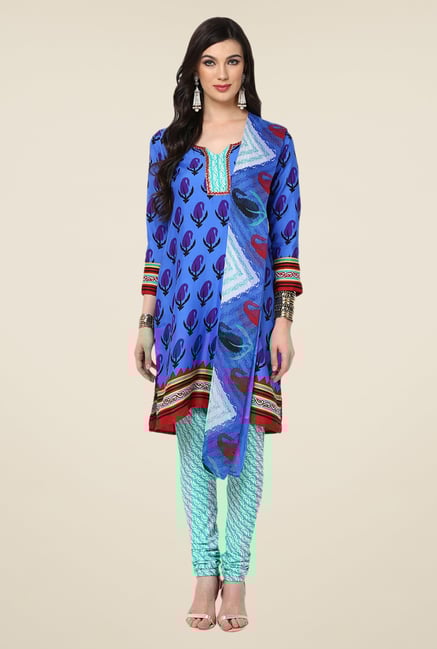Yepme Blue Printed Densy Salwar Kameez Set Yepme Blue Printed Densy Salwar Kameez Set