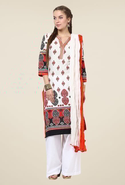 Yepme Off-white & Orange Siena Salwar Kameez Set Yepme Off-white & Orange Siena Salwar Kameez Set