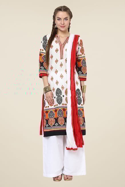 Yepme Off-white & Red Siena Salwar Kameez Set Yepme Off-white & Red Siena Salwar Kameez Set