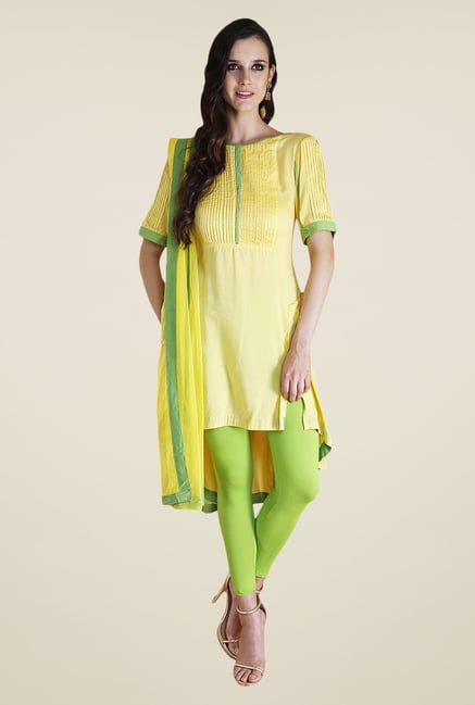 Yepme Yellow & Green Nevil Kurti Set Yepme Yellow & Green Nevil Kurti Set