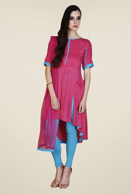 Yepme Pink & Blue Nevil Kurti Set Yepme Pink & Blue Nevil Kurti Set