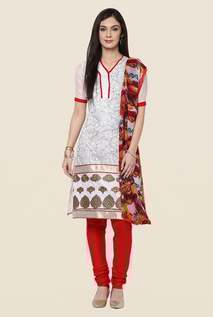 Yepme Opelia White & Red Salwar Suit Set Yepme Opelia White & Red Salwar Suit Set