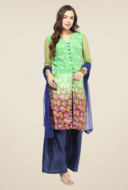 Yepme Flavia Green & Blue Salwar Suit Set Yepme Flavia Green & Blue Salwar Suit Set