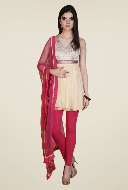 Yepme Beige & Pink Quinn Kurti Set Yepme Beige & Pink Quinn Kurti Set