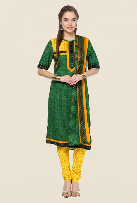 Yepme Green & Yellow Keto Salwar Kameez Set Yepme Green & Yellow Keto Salwar Kameez Set
