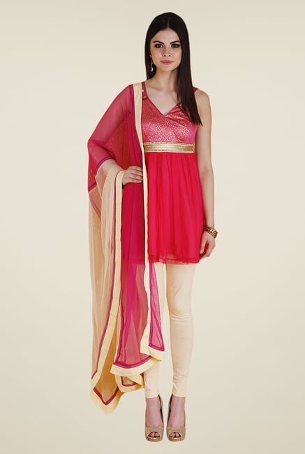Yepme Pink & Beige Quinn Kurti Set Yepme Pink & Beige Quinn Kurti Set
