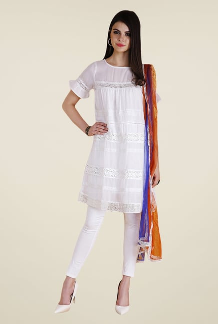 Yepme White Zenny Kurti Set Yepme White Zenny Kurti Set