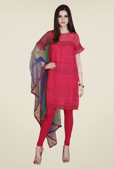 Yepme Pink Zenny Kurti Set Yepme Pink Zenny Kurti Set
