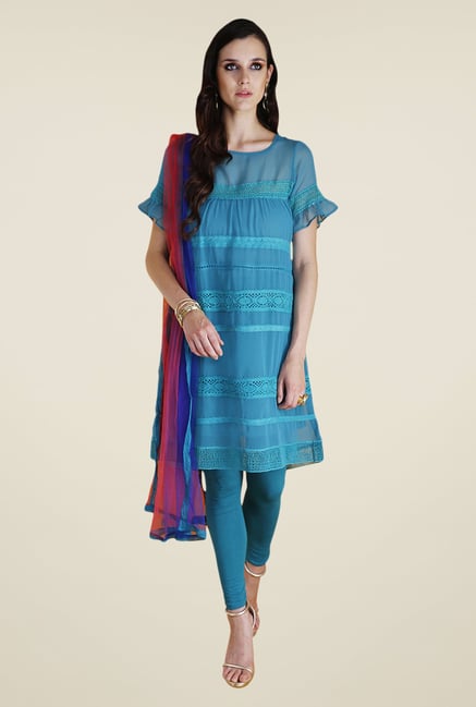 Yepme Teal Zenny Kurti Set Yepme Teal Zenny Kurti Set