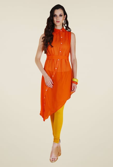 Yepme Orange & Mustard Febe Kurti Set Yepme Orange & Mustard Febe Kurti Set