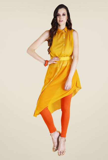 Yepme Mustard & Orange Febe Kurti Set Yepme Mustard & Orange Febe Kurti Set